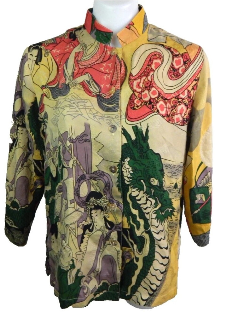 Citron Santa Monica Geisha Dragon Silk Top